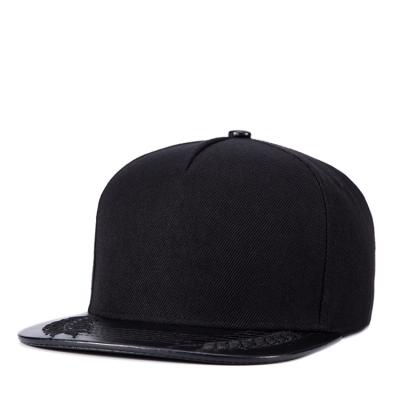 China Black 5 JOINT Panel Bangladesh gorra snakeskin single brim acrylic snapback hat for sale