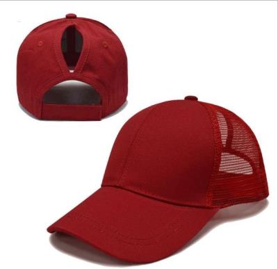 China COMMON hat ponytail baseball mesh hat cotton back opening solid color sun hat light panel hat for sale