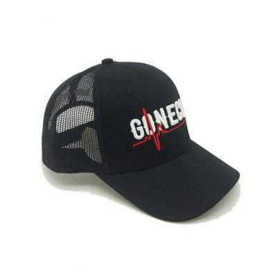 China COMMON high quality cheap cotton black custom logo trucker hat with 3d embroidery for sale