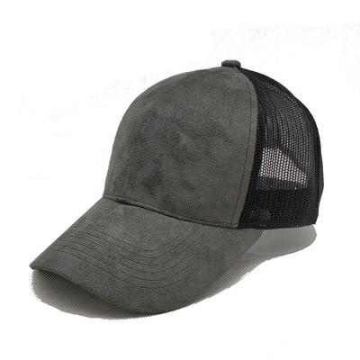 China JOINT high quality custom dropshipping 6 panel white mesh suede trucker hat for sale