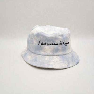 China High Quality Custom Colored Tie Dye Kids Logo Image Embroidery Adult Bucket Hat for sale