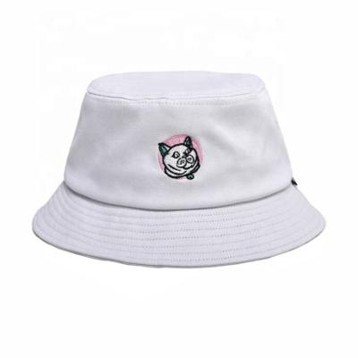 China Custom Bulk Embroidered Image White High Quality Cotton Bucket Hat for sale