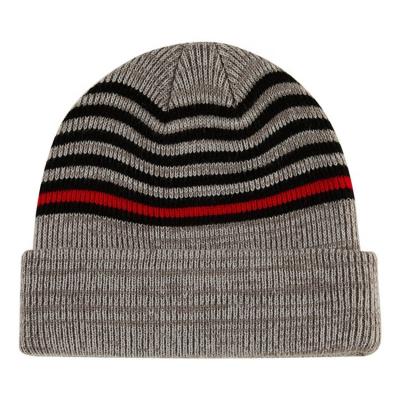 China COMMON design your own logo100% cotton adult knitted stripe beanie hat crochet pattern for men for sale