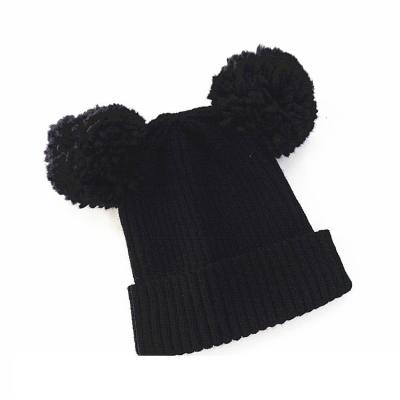 China COMMON Promotional Cute Winter Crochet Hat Knitted Double Pom Pom Beanie for sale