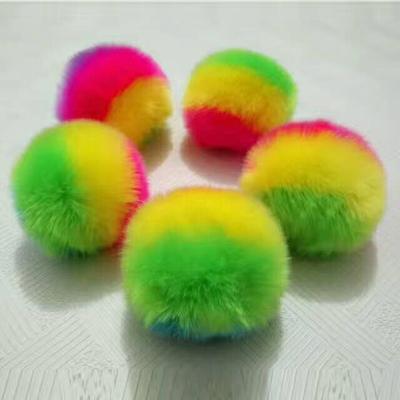 China Wholesale Eco-Friendly Colored Similar Faux Fox Tall Fluffy Fur Pom Pom Soft Fake Rabbit Fur Pom Poms For Scarf /hat /garment Accessories for sale