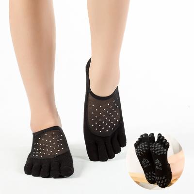 China Sexy non-slip yoga socks women's cotton five-toe pilates socks lace mesh diamond-studded cotton toe socks Zhejiang manufacturers a for sale