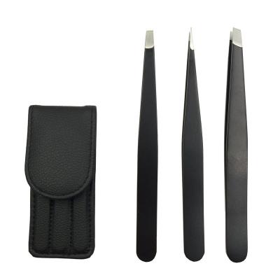 China 2020 new style fancy 3pcs stainless steel black pink coated eyebrow tweezers pack zu verkaufen