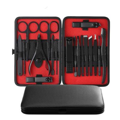 China 18pcs Stainless steel Pedicure Manicure Set with Scissor Tweezer Ear Pick Clipper Acne and Needle Tool Utility for sale