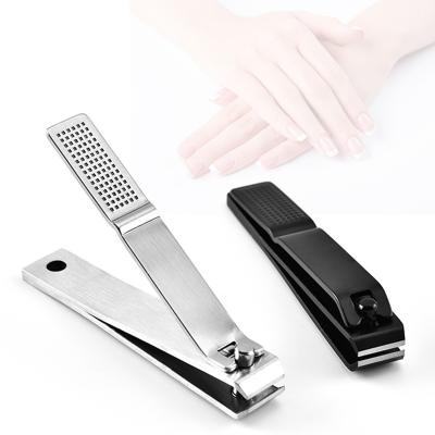 China Large Straight Steel Nail Clipper Edge Thick Toe Nail Black Silver Stainless Steel Sharp Nail Trimmer Cutter for sale