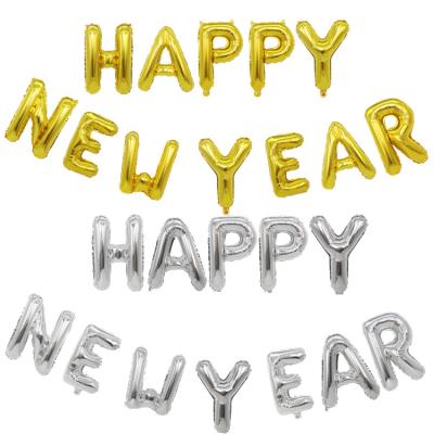 China Modern HAPPY NEW YEAR Letter Balloon Set New Years Eve Party Supplies Gold Foil Aluminum Balloon Decorations for sale