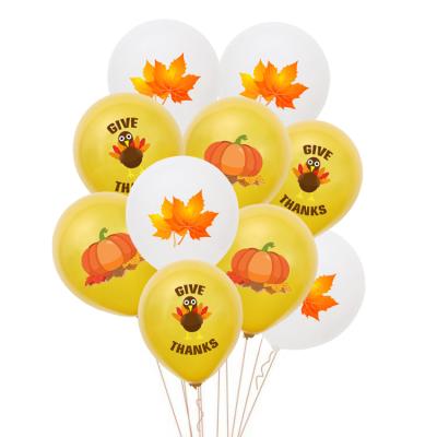 China Modern Thanksgiving Party Decoration Turkey Pumpkin Latex Balloon Give Thanks Maple Leaf Balloon Set for sale