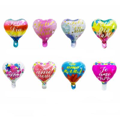 China Modern 10 Inch Feliz Dia Momo Heart Shape Balloon Mothers Day Decoration Spanish Mothers Day Foil Balloon for sale