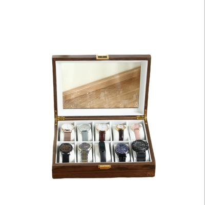 China 10 Slot Handmade Wholesale Custom Wooden Watch Box With Clear Cover Case Organizer Wood Watch Storage Box for sale