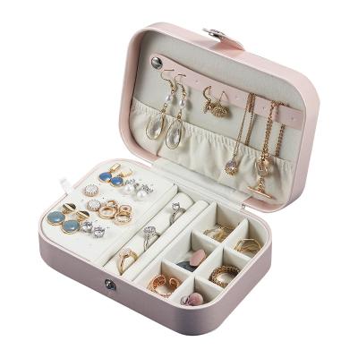 China Wholesale Custom Jewelry Travel Jewelry Packaging Box Luxury Leather Organizer with Logo Storage Necklace Ring Earring Jewelry Case for sale