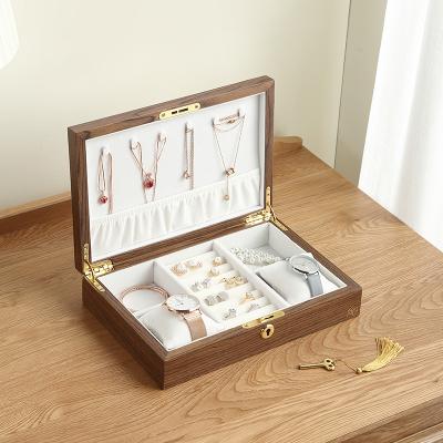 China Wholesale Luxury Wooden Jewelry Box Display Organizer Storage Case For Necklace Earrings Rings Watch Jewelry For Wedding Gift for sale