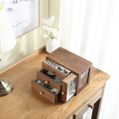 China Luxury Wooden Organizer Box Ring Earings Watch Wood Storage Jewelry Box Necklace Four Drawers Jewelry Wholesale Large for sale