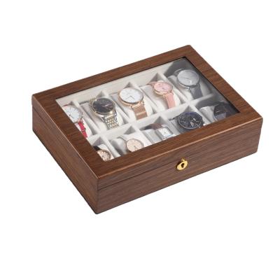 China 10 Slots Handmade Custom Wooden Watch Box With Lock Transparent Cover Organizer Watch Storage Box Gift Box Wood Watches for sale