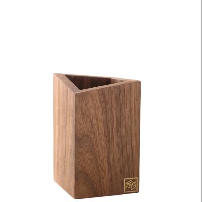 China Wholesale Eco-friendly Wooden Organizer Box Pen Box Lipstick Cosmetic Tools Storage Desktop Makeup Brush Holder for sale