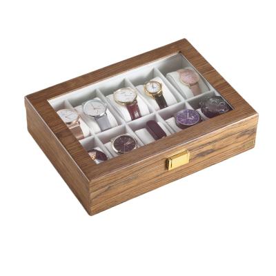 China Wholesale Handmade 10 Slots Velvet Watch Box Wooden Display With Cover Case Organizer Acrylic Wood Watch Storage Box Gift for sale