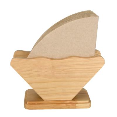 China Bamboo Coffee Accessories Sustainable Filter Paper Holder Wooden Coffee Filter Dipslay Holder for sale