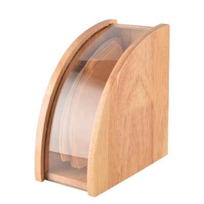 China Sustainable Coffee Tools Wooden Coffee Filter Paper Rack With Lid Acrylic Coffee Filter Paper Storage Rack for sale