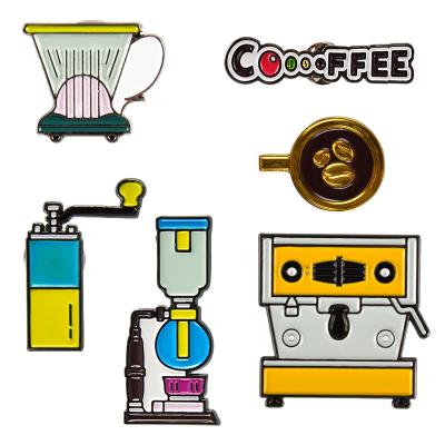 China Decoration Pins Enamel Pin Pack Custom Cute Enamel Pins for Backpacks Coffee Accessories Coffee Enamel Pin Manuafacture for sale