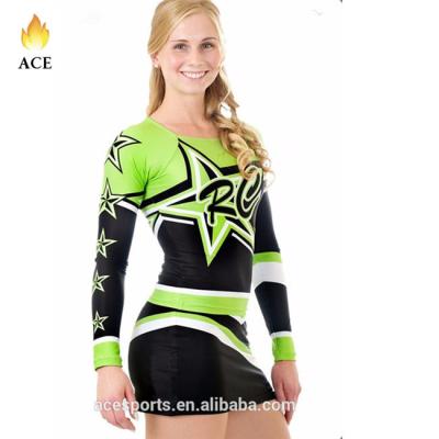 China 250 Lycra Fabric OEM Custom Sublimation Cheerleading Uniforms Cheer Top Dress for sale