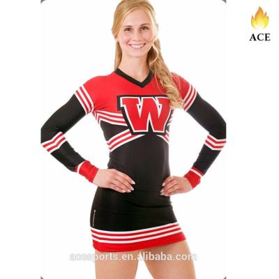 China 250 Long Sleeve Lycra Fabric Dye Sublimation Cheerleading Uniforms for sale