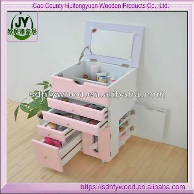 China Japanese style solid wood white and pink mobile wooden dressing table for girl dressing cabinet for sale