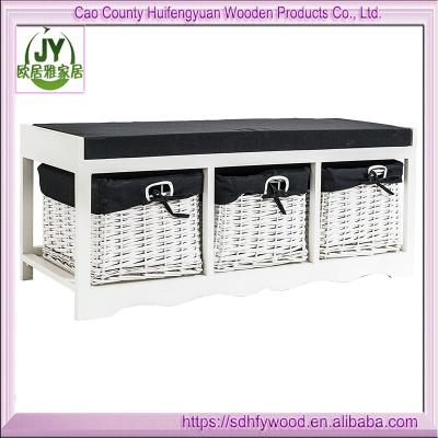 China Eco-friendly Storage Cabinet Bench Shoe Storage Cabinet With Basket Drawers Wood Cabinet Seat for sale