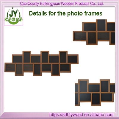 China modern & Fashionable Handmade Photo Collage Frame Multi Windows Photo Frames 14 Photo Opening Wall Collage Black Wooden Picture Frame for sale