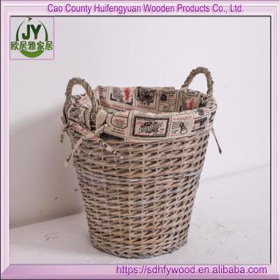 China Sustainable storage lined wicker baskets with ear handles gray lanudry baskets eco-friendly home stored basket for sale