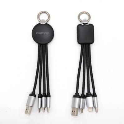 China MP3/MP4 Player Gifts 3in1 LED Cable Ignition Logo Micro Keychain Promotional Charging Cord 2022 for sale