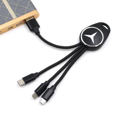 China MP3/MP4 Player LED Customized LOGO 3 in 1 USB Cable Mini Keychain 2A Portable Magnetic Fast Charging Cable for sale