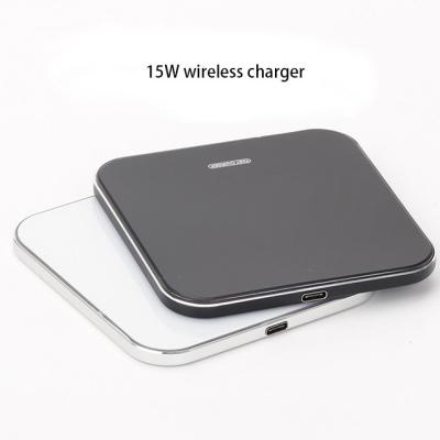 China New Design 10W/15W Mobile Phone Wireless Charger Square Acrylic Mirror Wireless Charger for sale