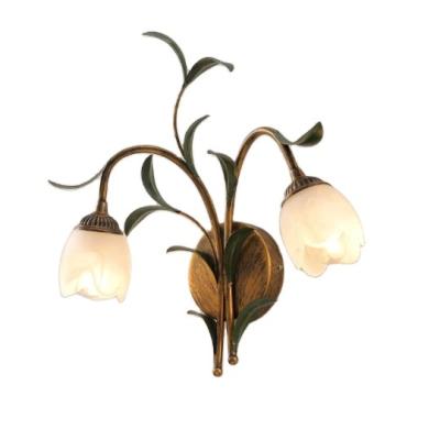 China Modern Double Sconces Modern Metal Flower Leaf LED Wall Light Bedroom Living Room Home Hotel Bathroom Wall Sconce Lamp for sale