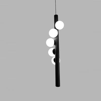 China Modern Modern Luxury Long Vertical Tube Black Minimalist Hanging Pendant Supspened Indoor Ceiling Lamp LED Chandelier Light for sale