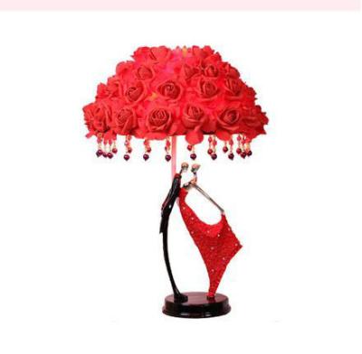 China Modern Dimmable Red Flower Blossom Bedroom Bedside Wedding Bride And Bridegroom LED Table Light for sale