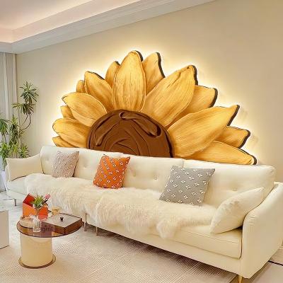 China Modern UV Engraved Sunflower Wall Painting With Backlight, Illuminated Sunflower Wall Painting Art,  Sunflower Wall Light Decoration for sale