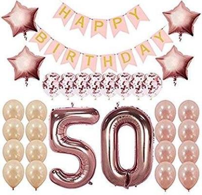 China Reusable 50th Birthday Decorations Rose Gold 50 Balloons Number 50 Happy Party Supplies Birthday Party Supplies for sale