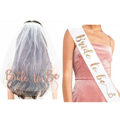 China Wedding Party Loloajoy Bride To Be Wedding Decoration Veil White Gold Bride To Be Veil For Bachelor Bridal Shower Hen Party Supplies for sale