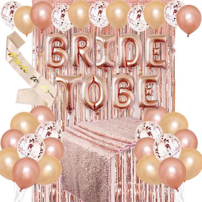 China Reusable Bride to be Decorations Banner Rose Gold Balloons Rose Gold Confetti Balloons Birthday Party Supplies for sale