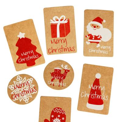 China Recyled 100 pcs/bag Kraft Paper Christmas Gift Tags for Xmas Holiday Present Thank You Sign Christmas Gift Tag for sale