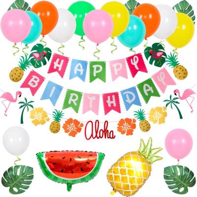 China LaTeX Hawaii balloon set tropical rainforest theme balloon summer watermelon pineapple Hawaii birthday arrangement balloon for sale