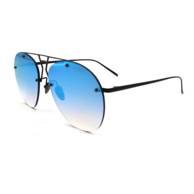 China Fashion Sunglasses Fashion Metal One Piece The Latest Around Colorful Rimless Sunglasses For Men for sale