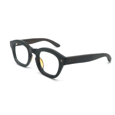 China Full-rim Acetate Optical Glass Hinge Prescription Japanese Custom Wood Glass Frames for sale