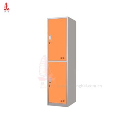 China Factory supply high quality steel orange steel 2 door clothing locker/wardrobe storage function with compartments inside for sale