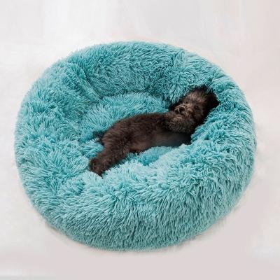 China Wholesale Eco-Friendly Round Donut Cat Dog Bed Waterproof Luxury Pet Memory Foam Dog Bed Viable Cushion Cheap Fluffy Plush Dog Bed for sale