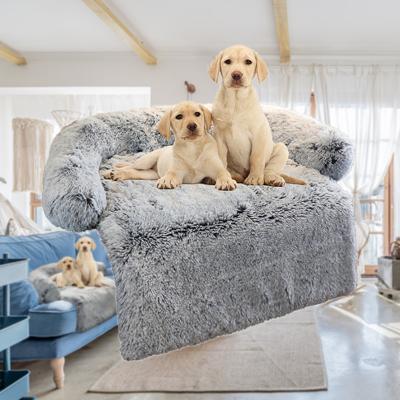 China Washable Soothing Luxury Pet Dog Bed Protector Pet Couch Furniture Waterproof Factory CF Orthopedic Memory Foam Bed Fluffy Pet Bed for sale