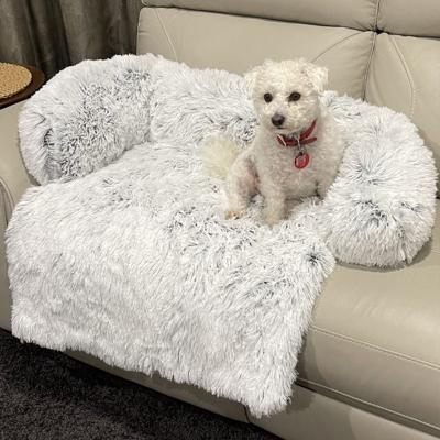 China Original Detachable Removable Washable Plush Pillow Dog Pillow CF Factory Cover Furniture Protector Soothing Bed For Dog Sofa Protector Luxury Dog Bed for sale